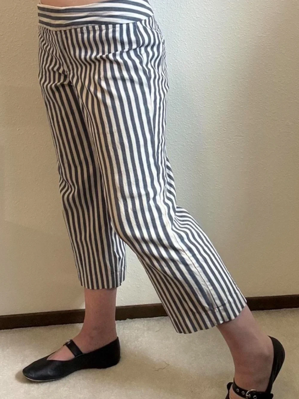 Y2K Gap Low Rise Striped Wide Leg Capris Vintage Twee Boho Coquette - Picture 5 of 8